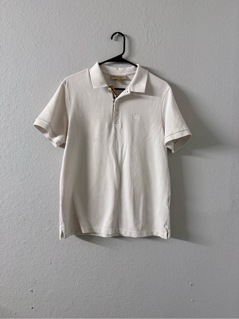 Burberry Cream Polo Shirt with Signature Trim